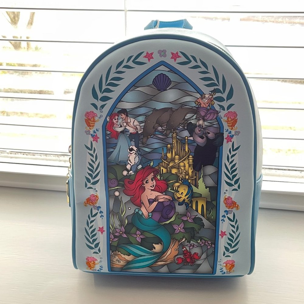 Loungefly Disney Ariel Stained Glass Backpack New
